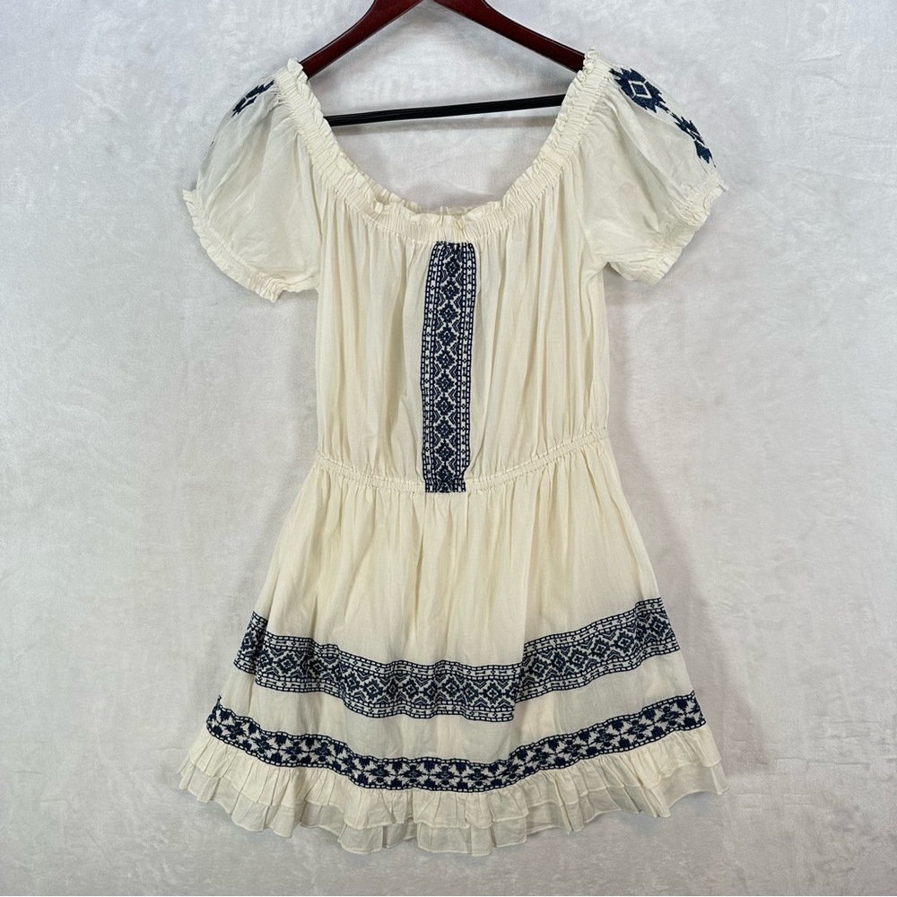 Tularosa Dress Womens Small Blue Ivory Mini Baxter Coastal Cowgirl Western Beach